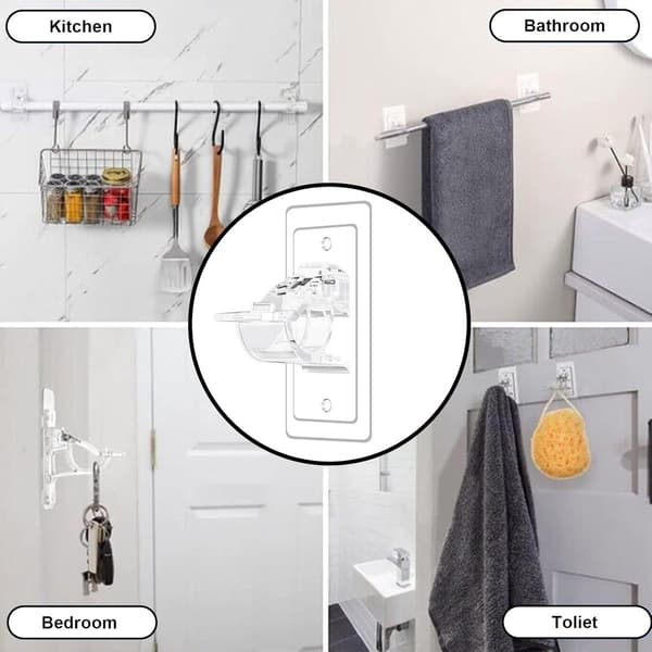 Self-adhesive curtain brackets without drilling, 8-pack with screws and wall plugs for kitchen and bathroom