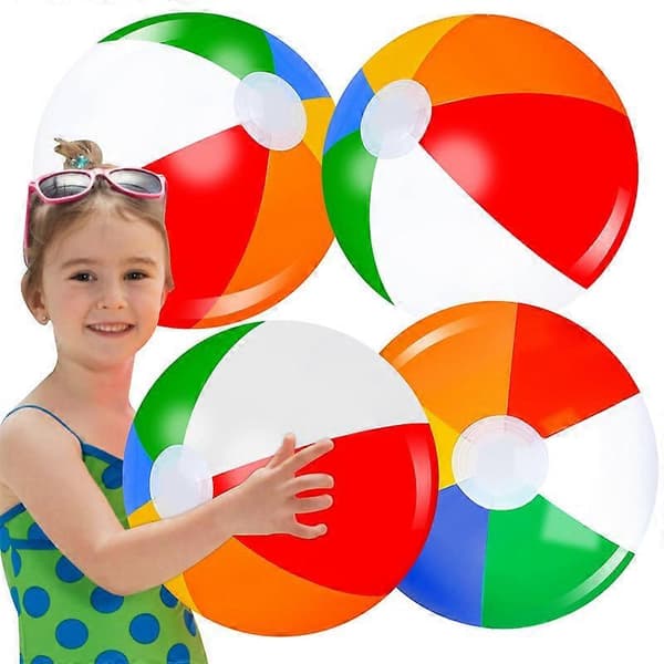 Badbollar 4-pack 43 cm Regnbågsfärgade Poolleksaker Uppblåsbara Badbollar