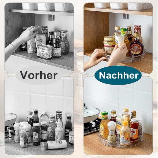 Refrigerator Turntable Tray, 27 cm + 23.5 cm, Refrigerator Turntable, Spice Rack, Spice, Yogurt Storage Box, 2 Pieces