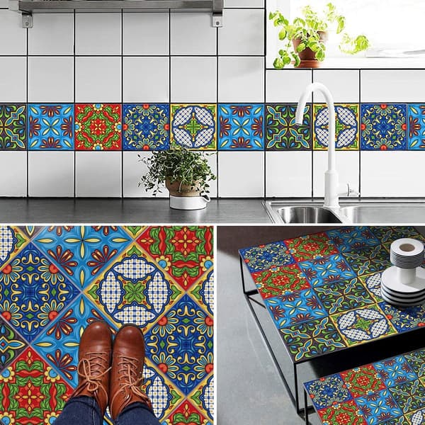 20 pcs - Tile Decor Kitchen Bathroom Mosaic Style PVC Waterproof Wall Sticker Self-Adhesive for Kitchen, x cm_yu