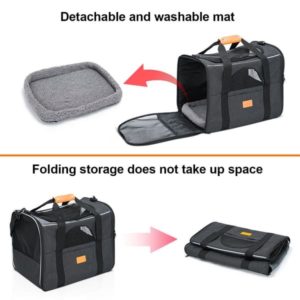 Portable Pet Travel Bag, Foldable Pet Carrier, Black