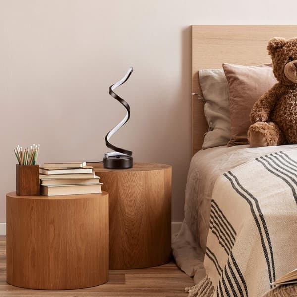 Classic Spiral LED Table Lamp in Black, Dimmable Metal Bedside Lamp with Touch Control, Three Color Temperatures, 29.5 cm High.