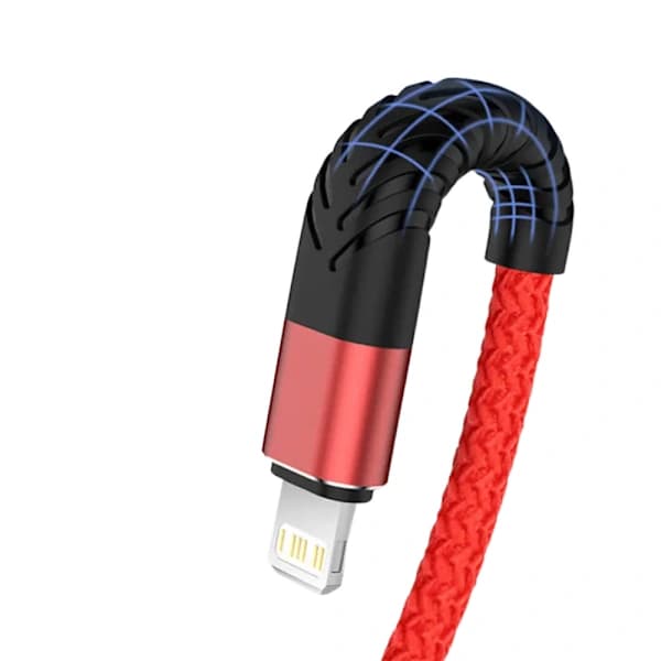 USB-kabel for iPhone 11 12 13 14 Pro X XS Max 6 7 8 Plus SE Apple iPad Hurtigladekabel Original Mobillader Datakabel 3m Rød