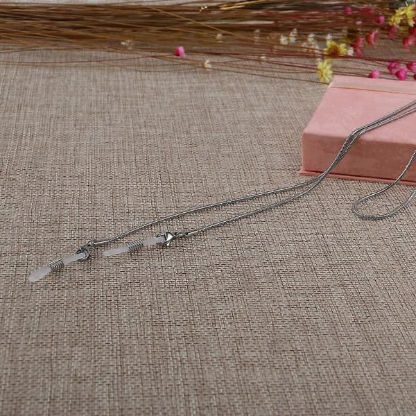 Brillekæde i rustfrit stål med justerbare ender og delikat design til daglig brug 65 cm Hvid[DB]