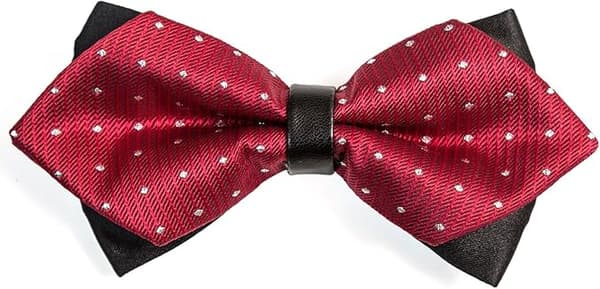Men's retro style bow tie with elegant diamond tip, hook knot and adjustable
