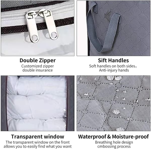 Quilt storage bag in thick non-woven fabric, under-bed storage, clothes storage, 60 x 40 x 35 cm