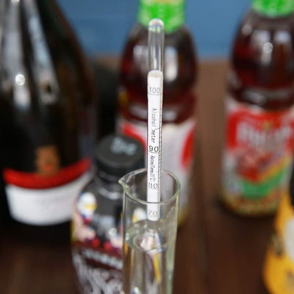 Professional alcohol meter/alcohol scale set with 3 hydrometers (0-100%) and thermometer (0-50°C) for measuring alcohol in spirits