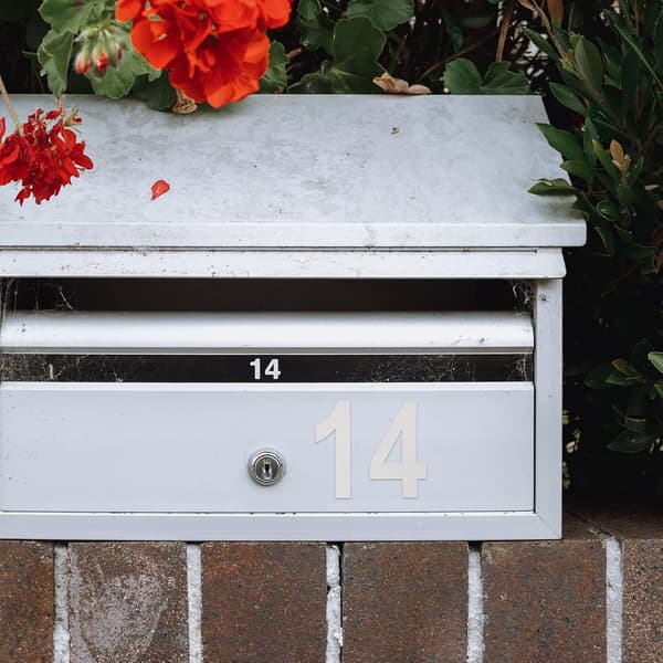 2 Sets Large White PVC Number Stickers for Mailbox, Self-Adhesive and Waterproof Reflective Numbers
