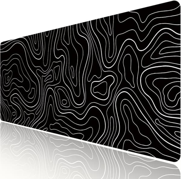Large Gaming Topo Mouse Pad Black and White Terrain Mouse Pad Desk Large Mouse Pad 80 x 30 cm