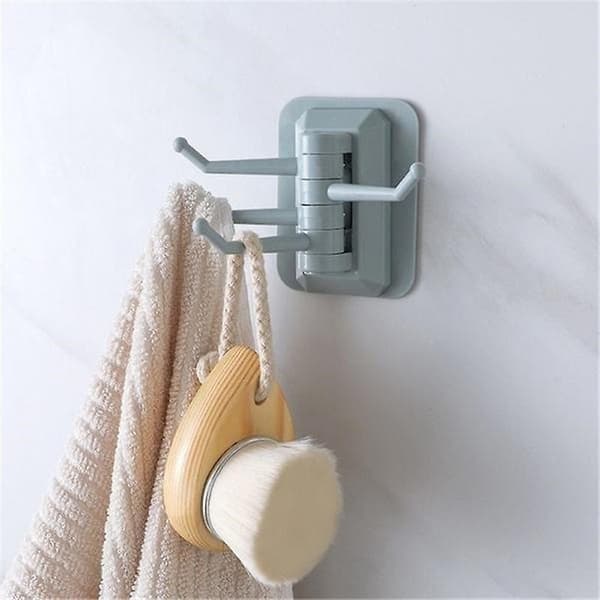 Self-Adhesive ABS Rotating Towel Hanger, Wall-Mounted Multi-Hook, No Drilling for Bathroom Kitchen