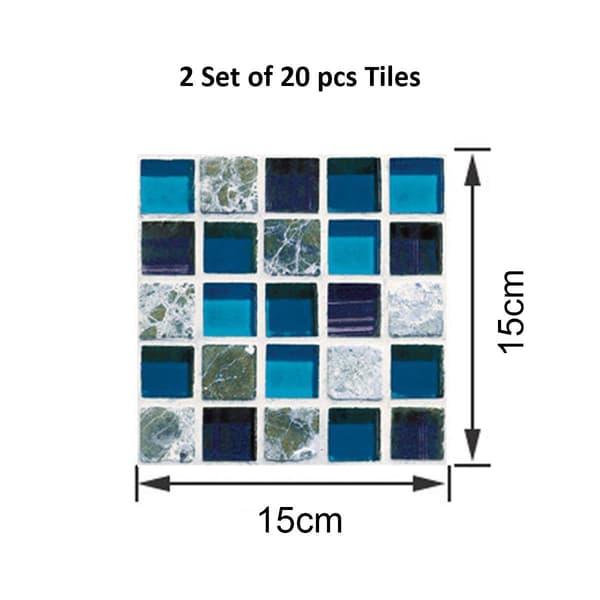 Mosaic Simulation Small Ceramic Tile Stickers Set Living Room Kitchen Bathroom KLB