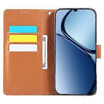 Fodral för Samsung Galaxy A06 4G Rosblomma PU Läder Plånboksfodral med 3 Kortfack Brun Brown