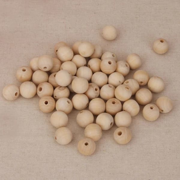 100 stk naturlige trekuler med hull til DIY-dekorasjoner - 6 mm + 10 mm