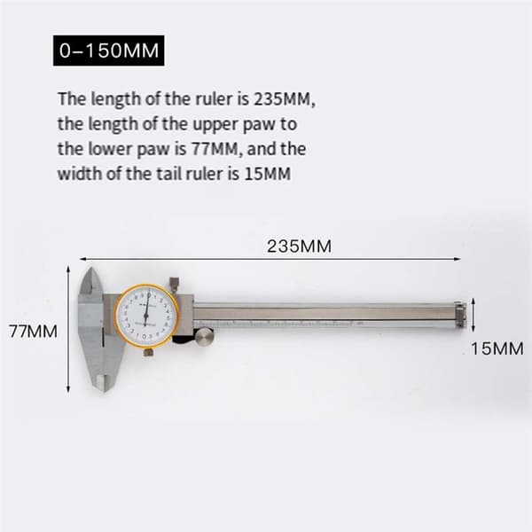 0,02 mm Bidirectional Shockproof Dial Caliper 150 Diameter Measuring Caliper