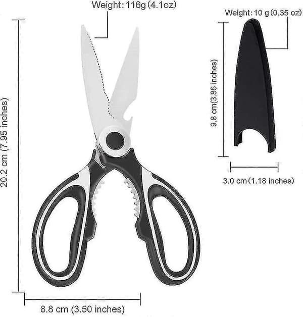 Chicken Bone Scissors, Multifunctional Kitchen Scissors With Non-Slip Handle And Lock, Corkscrew Black [xc]