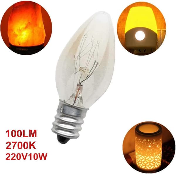6 Light Bulbs E12 Light Bulb 220v 10w C7 Point Bubble E12 Small Screw Salt Lamp, Night Light With Light Bulb For Salt Lamp, Light Bulb Tu