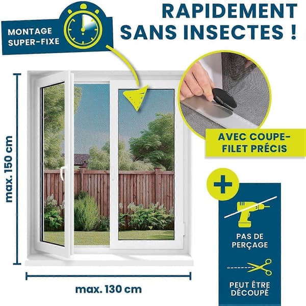 Vindusfluenett med magnetfeste, kan klippes til størrelse, ingen boring [DB]