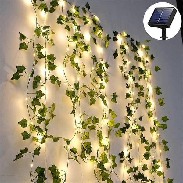 10 m 100 LED Grønne Efeu Blade Lys, 2-pak Solcelledrevne Lys, til Have_tfrf