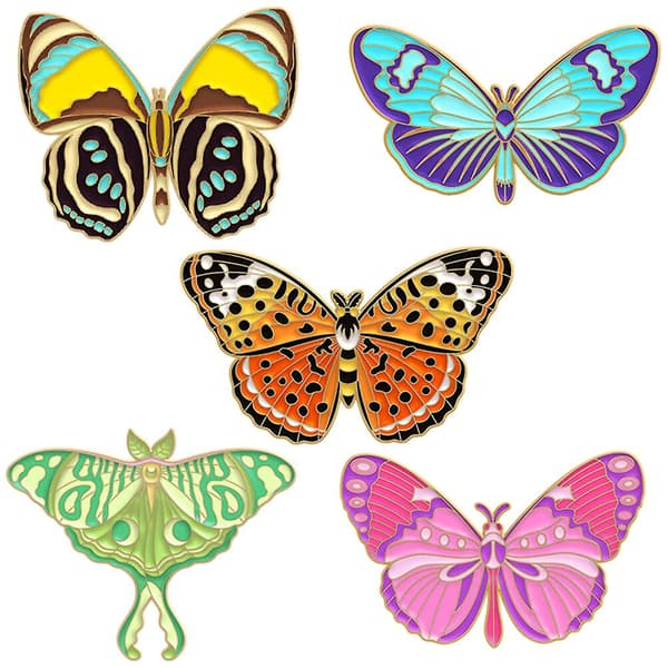 5pcs Insect Pins Butterfly Moth Brooch Pin Decorative Pin For Backpacks Clothes