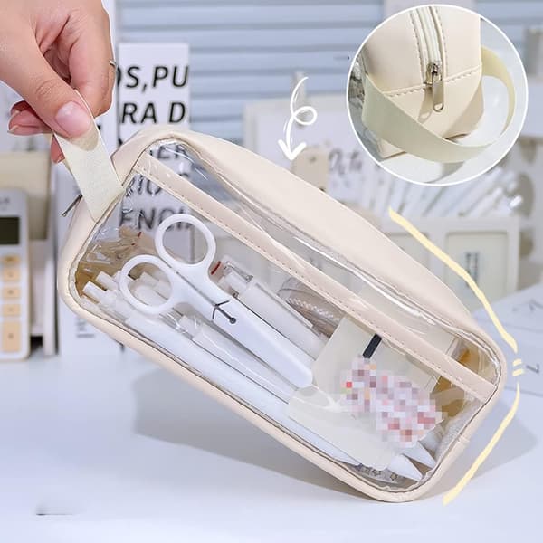 Transparent pennfodral i PVC med stor kapacitet