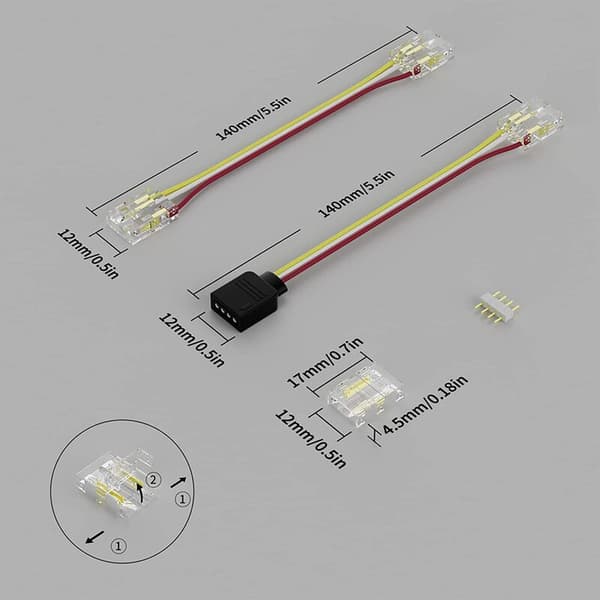 10mm Connectors for 3-Pin COB Light Solderless Terminal Extension Connection Kit