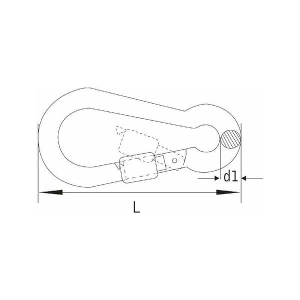 2x låsende karabinhager, 11 mm diameter x 120 mm længde