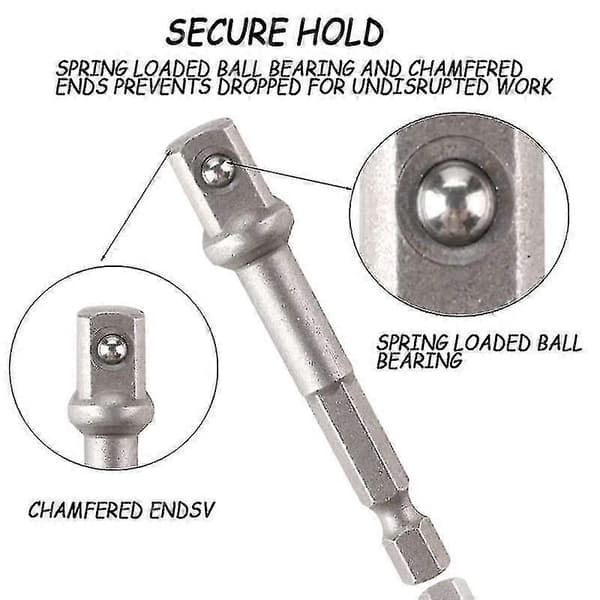 10 stk Hylseadapter 1/4 tomme sekskantforlengelse for skrutrekker 3/8 tomme bitsadapter