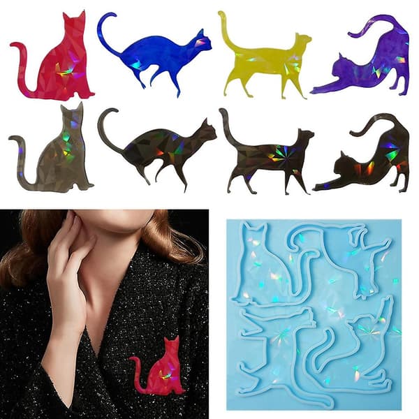 Let Skygge Kat Broche Ornament Form Krystal Epoxi Unik Sili