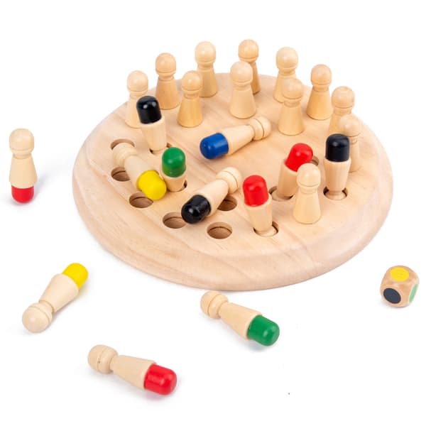 Barn Trä Minnes Match Stick Schack Kul Färg Spelbräda Pussel
