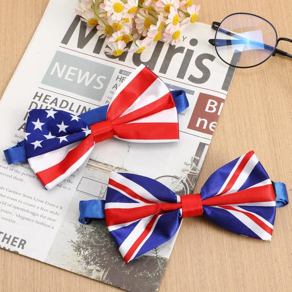 2 stk. amerikansk flagg sløyfe for menn, polyester, festivalfest