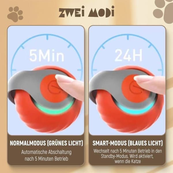 Katte legetøjsbold med plys hale, smart legetøj til indekatte (blå + orange)