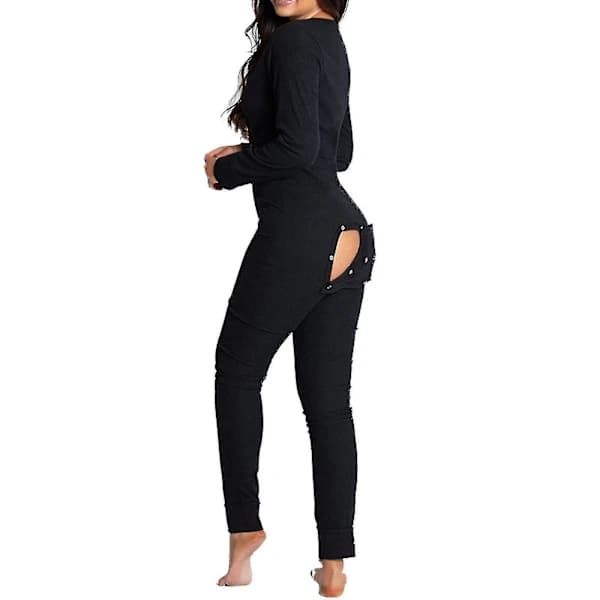 Pyjamas Dam Jumpsuit Sovkläder Kostym Bakre Rumpa Öppen Loungewear