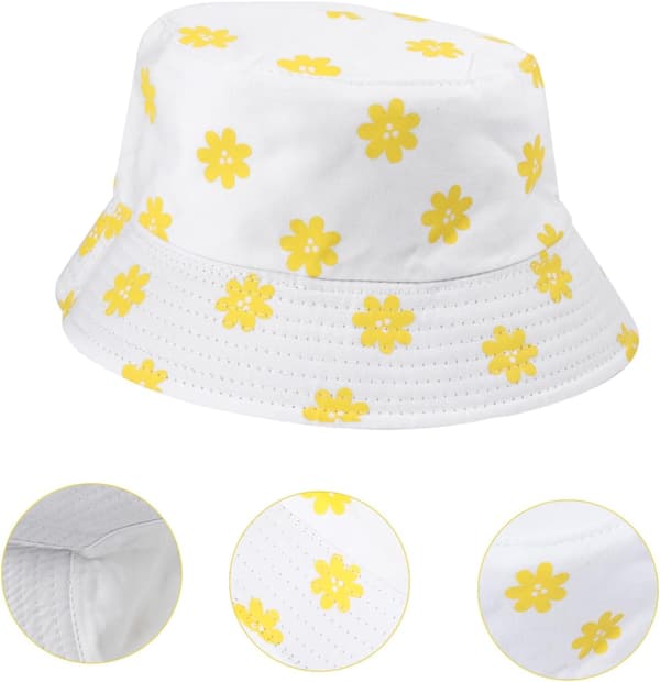 Floral Pattern Fisherman Hat for Women Double-Sided Reversible Bucket Hat