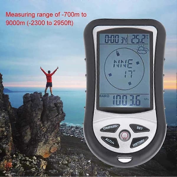 Handheld Altimeter Thermometer Electronic Navigation GPS Compass Weather Forecast Gas 8 in 1 Multifunction Meter