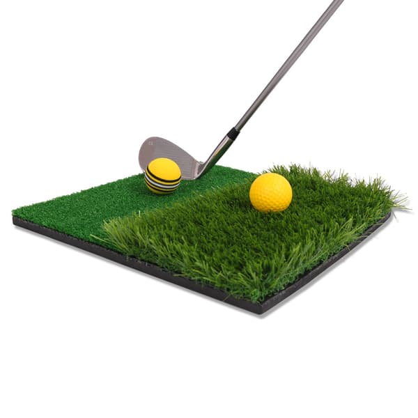 Golfslagtræningsmåtte - Dobbelt græstræningsplade til startzone og færdighedsforbedring