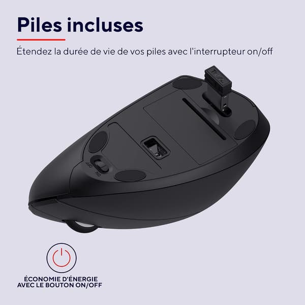 Trådløs mus, Ergonomisk vertikal mus, 800-1600 DPI, 6 knapper