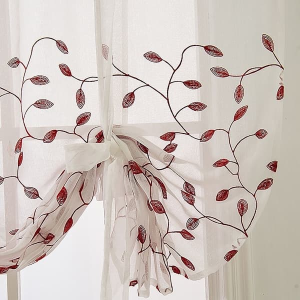 Polyestergardiner med blommönster, korta och draperade för heminredning