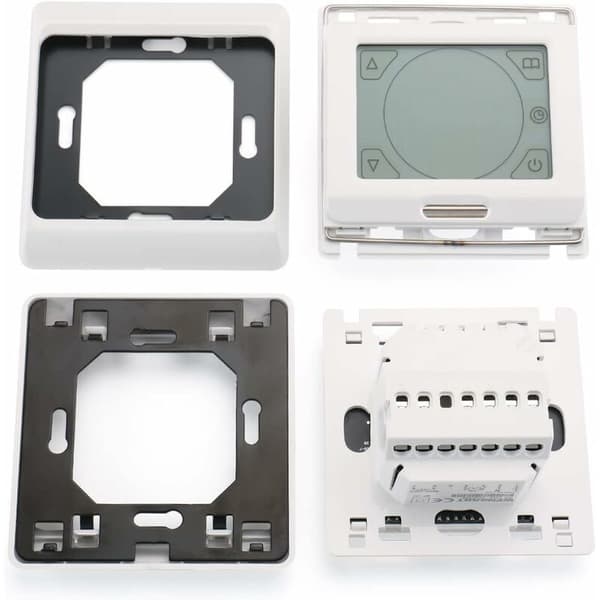 Rumstermostat WG809, 7 dages programmerbar LCD-display AC230V 16A til elektrisk gulvvarme Hvid