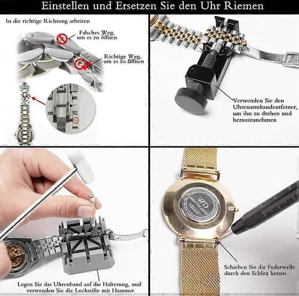 153 Professional Watch Tool Kit Adjustable Size Case Opener Screwdriver Strap Battery Replacement Tool Kit for Most Watches