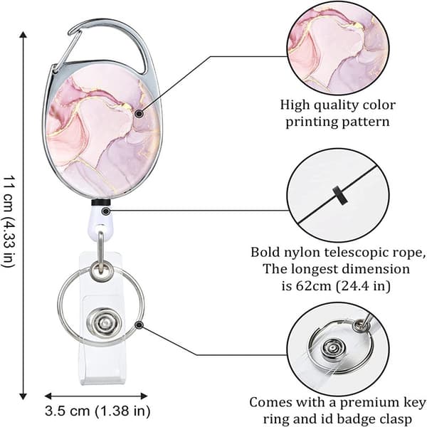 Oval Elastisk Infällbar Karbinhake Frostad Infällbar Karbinhake Zinklegeringsram Elastisk Utomhusnyckelring - Rosa