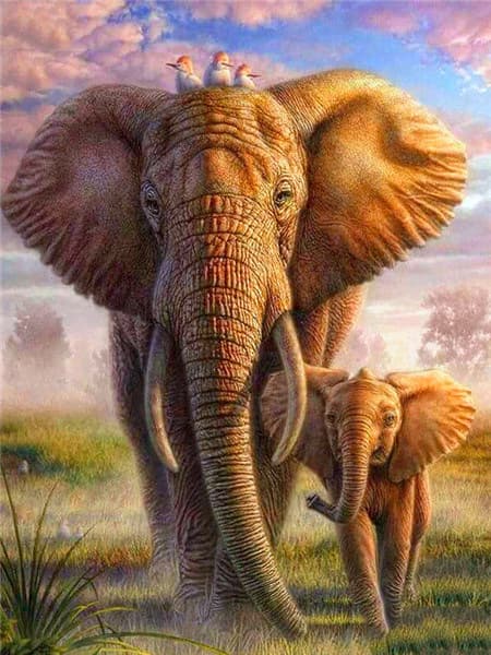 30x40cm 5D DIY Diamantmaling Full, Elefant#L, DIY Diamant Rhinestone