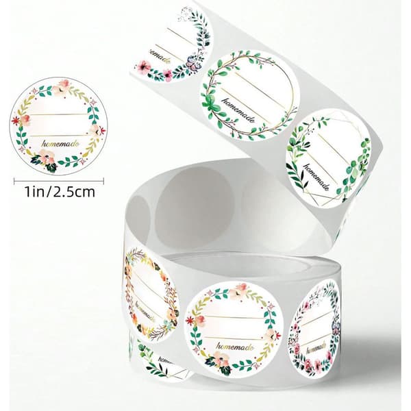Self-adhesive labels, 500 jam labels, self-adhesive round jam jar labels for jam jars, spice jars and bottles