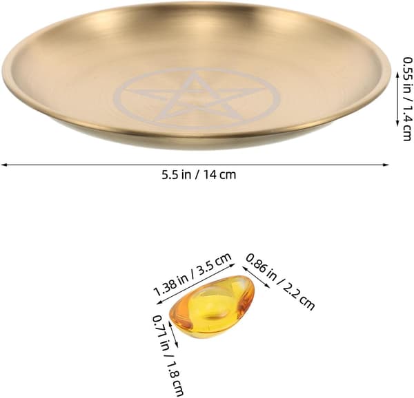 Crystal Stone Ritual Plate Altar Tray with Metal Construction, Versatile Function and Durable Design
