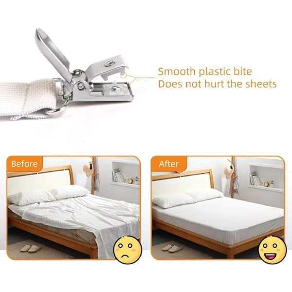 Adjustable Sheet Straps (65 cm to 200 cm), Adjustable Strap for Sheets, Sofa, Ironing Board Cover (White, 4-Pack)