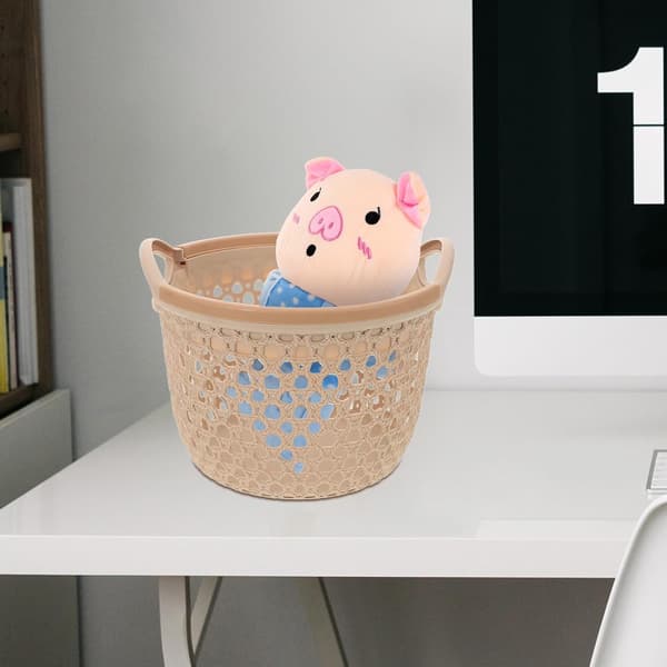 Decorative Woven Basket, Multifunctional Organizer, Large Capacity, Coffee PP Material, Elegant Storage Basket