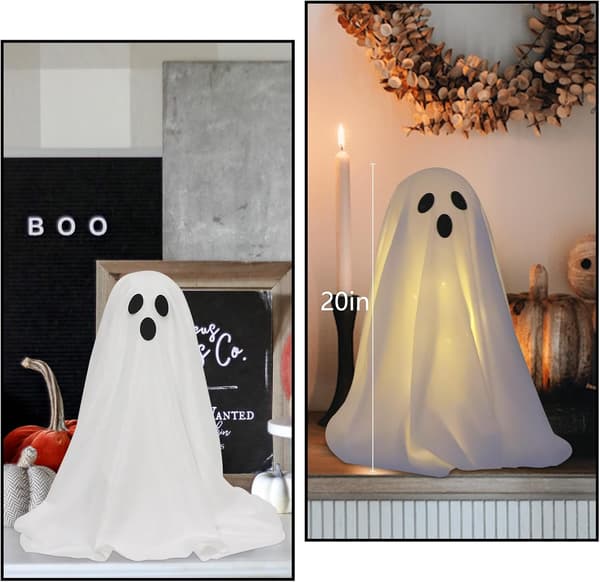 wxsp 2-pack Halloween Decorations, Spooky Ghost Decor with Battery Operated String Lights, Easy Assemble Ghost Halloween Indoor Decorations