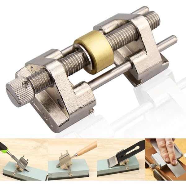 Guide to Stainless Steel Sharpening - Clamping on kohFast Angle T-piece with Brass Roller - Width between 0.8 and 8.2 cm