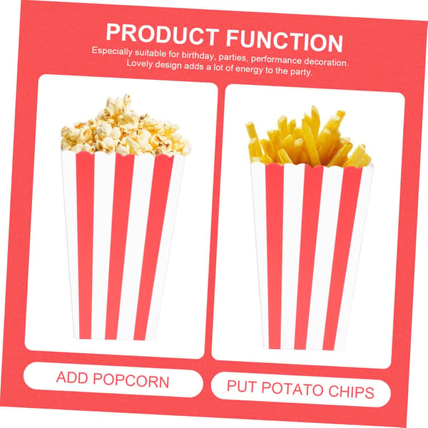 48 stk Popcornboks Snackpose Gjenbrukbar Popcornbeholder for Filmkveldsfest