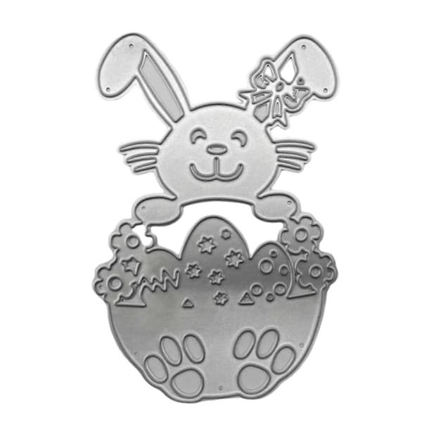 Delicate Easter Bunny Egg Cutting Dies, Easter Embossing Script, Stencil Templates for Scrapbooking Journal Decorations (FMY)