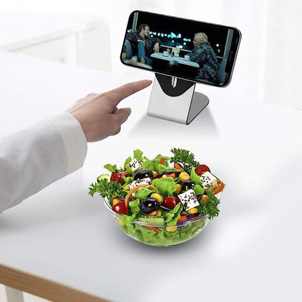 Stativ for iPhone 12, holder, mobiltelefonholder for skrivebord sølv